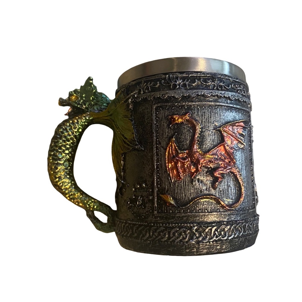 Zeckos Gothic Dragon Tankard Celtic Knot Work Mug w/Stainless Steel Insert